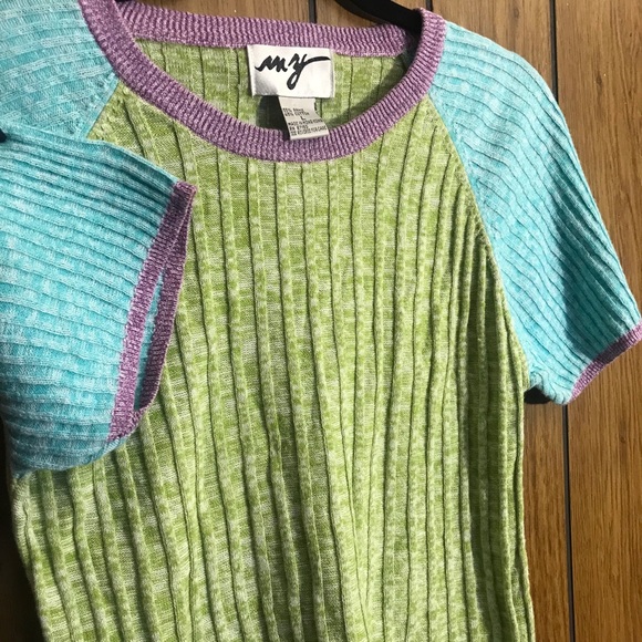 Vintage large blue purple green crop top - Picture 4 of 6